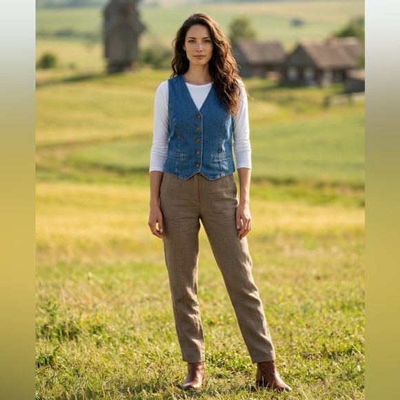 J.Crew Cottagecore denim vest V-neckline button-front closure - Picture 2 of 10